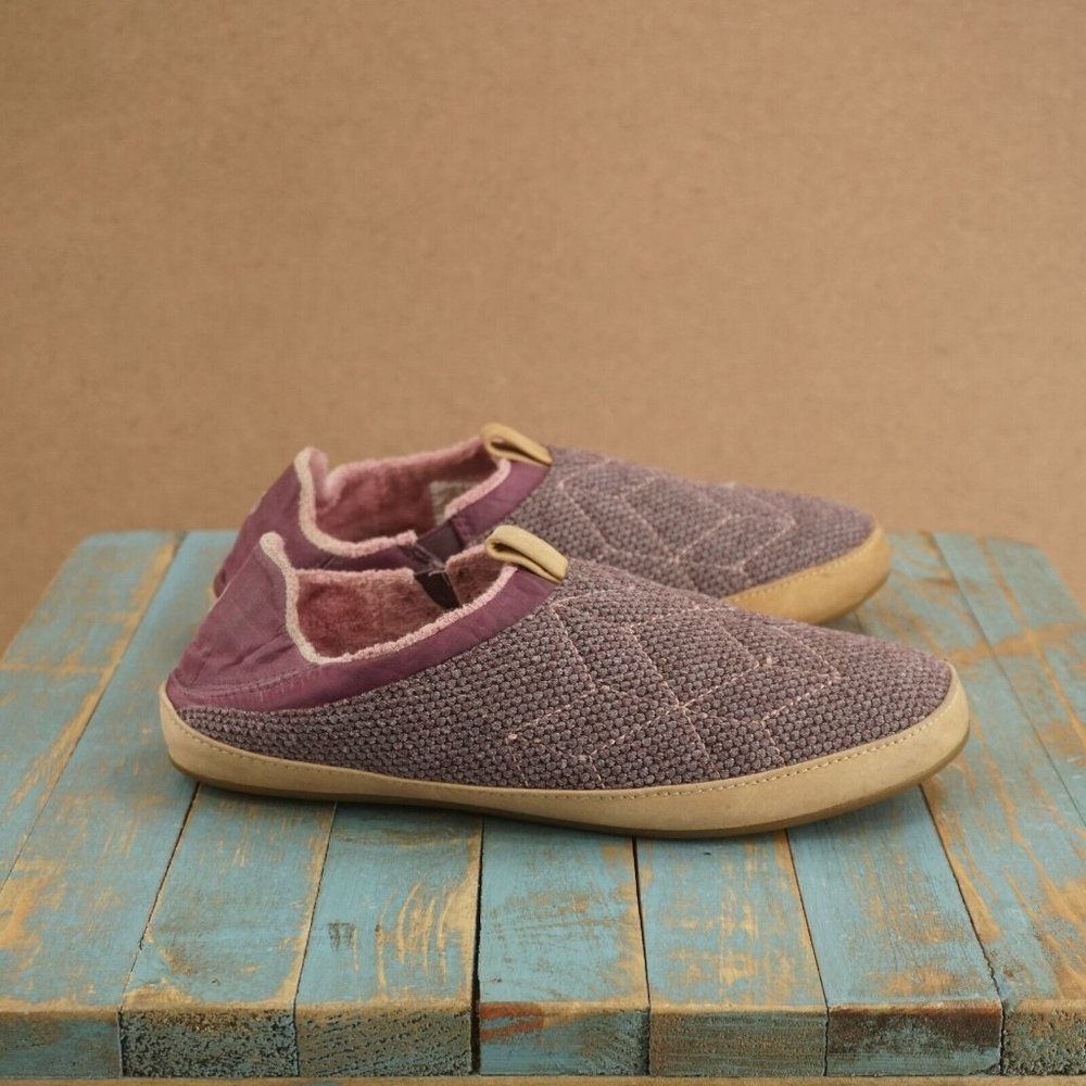 Olukai Womens Lania Kilohana Slippers Size 8 Purple Fabric Upper Fleece Lining